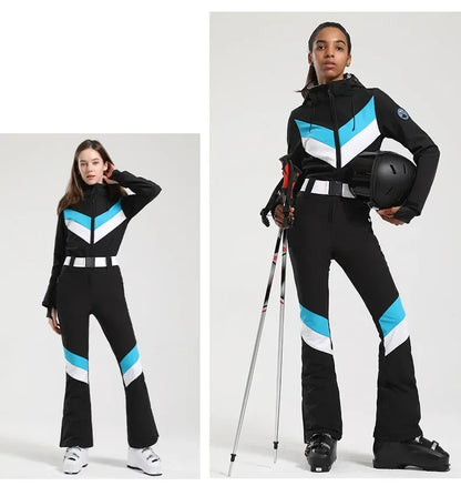 Winter Overalls Women Slim Fitting Ski Suit One-Piece Jumpsuits Wind Proof