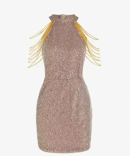Sequin Sleeveless Slim Fit Dress