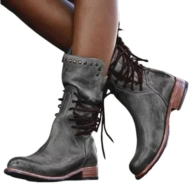 Boots Mid-Calf Fashion Rivet Knight Boots British German