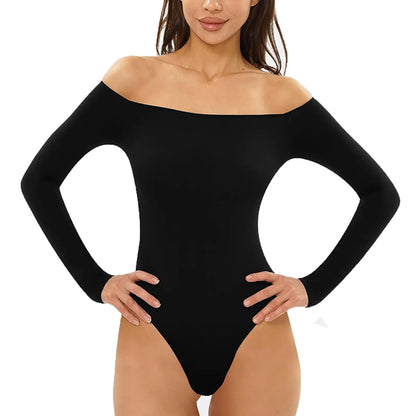 Off Shoulder Long Sleeve Bodysuit t-shirt top