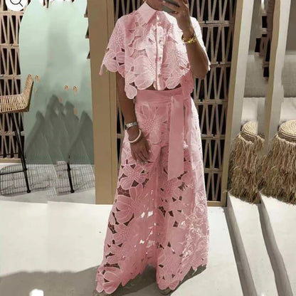 Lace Embroidery Pant Set