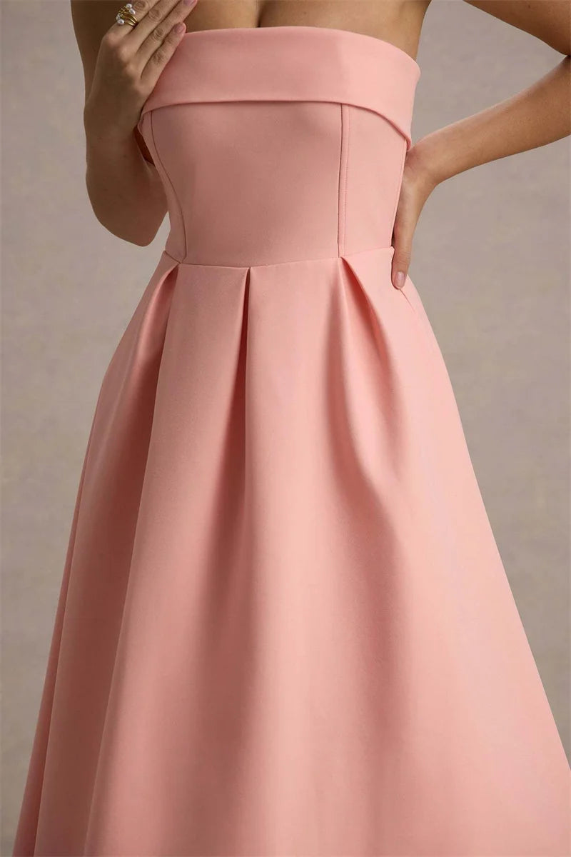 Strapless Midi Dress A-Line - Shellss