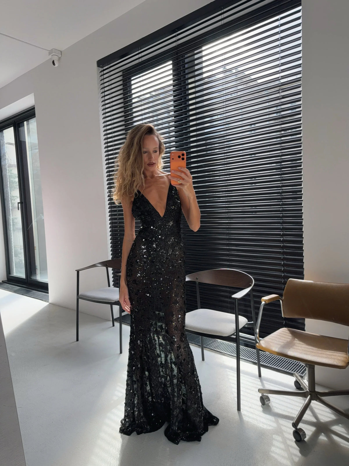 Black Floral Sequin Maxi Dress Sexy Spaghetti Strap Deep V Fishtail Outfit 2026 Summer Luxury Gala Formal Wedding Party Gowns