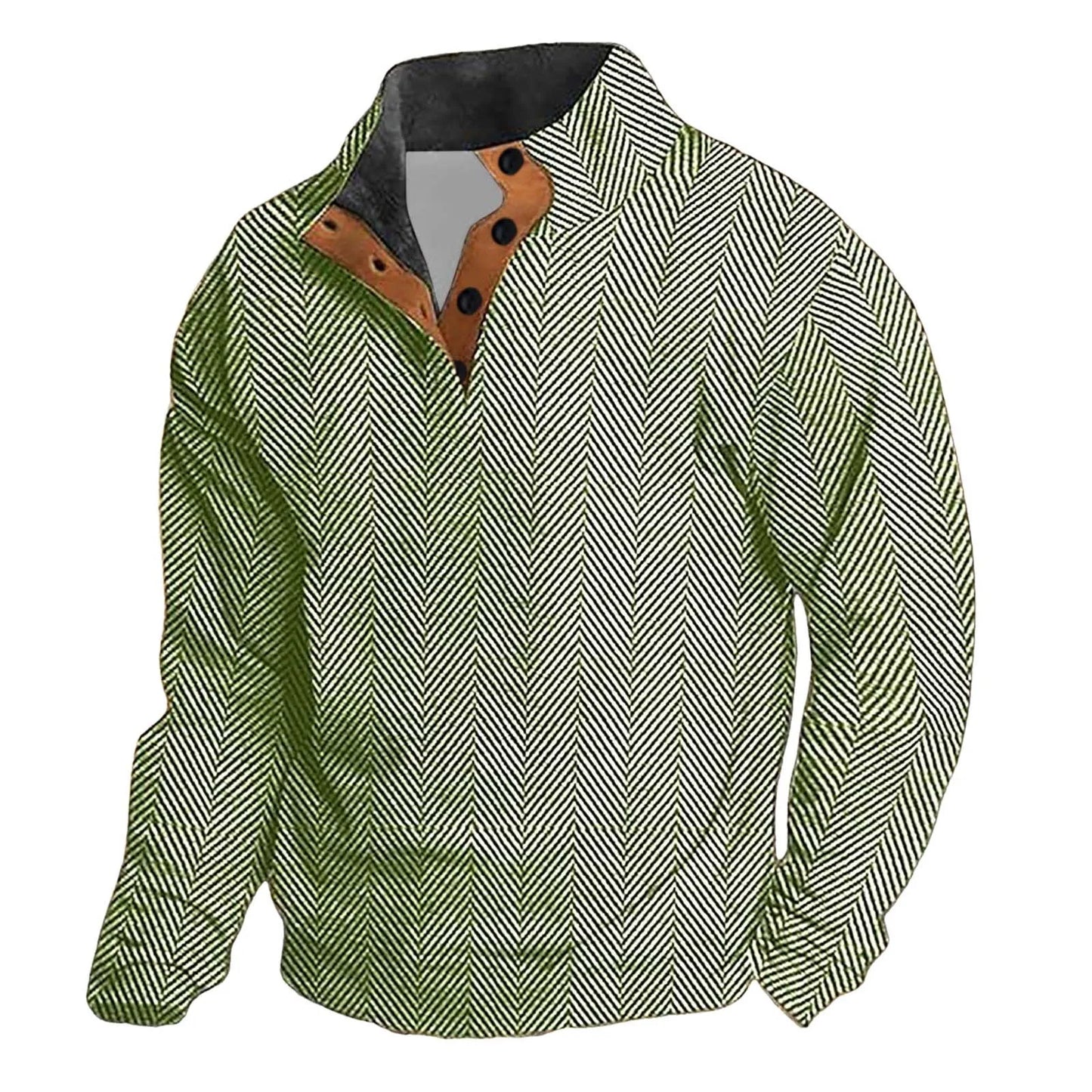 Men'S Autumn Hoodless Vintage Textured Printed Long Sleeve