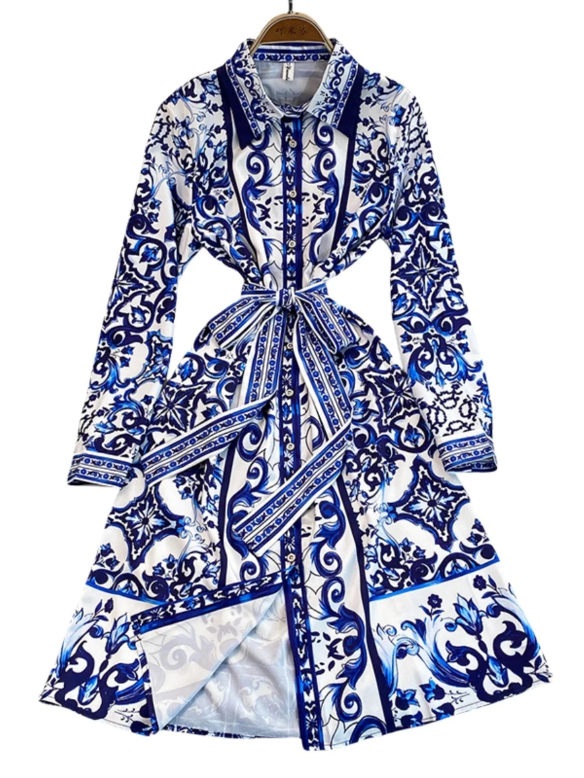 Spring Retro Blue White Red Dolce Dress