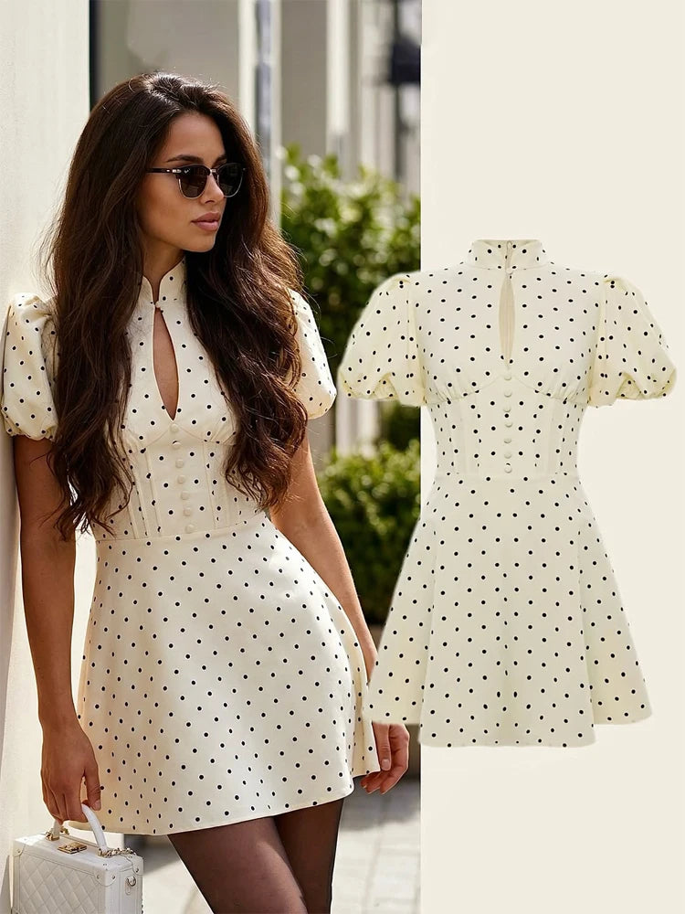 Retro Polka Dot Mini A-line Dress
