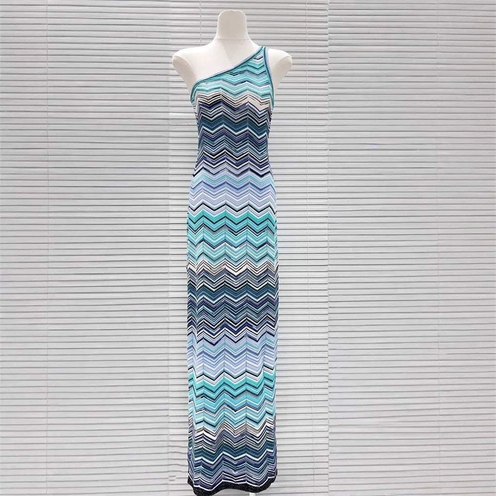 Knit MIssoni one shoulder Green & Dark Green