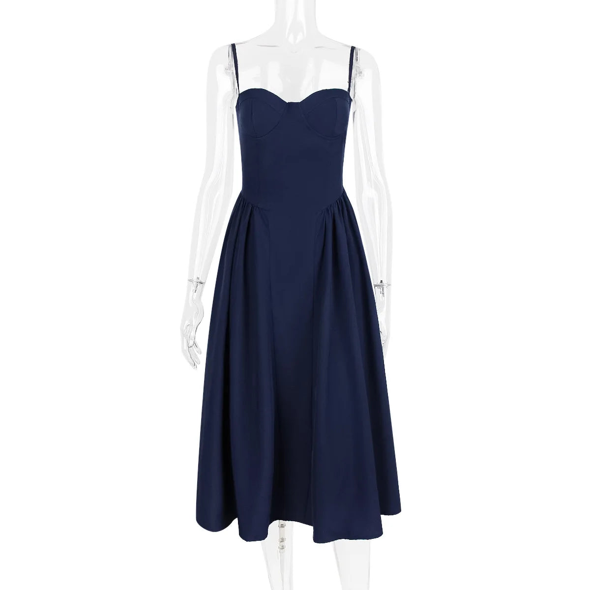 Suninheart Spaghetti Strap Summer Party Dresses 2025 New Arrivals Fit and Flare Elegant Midi Dress Red Night Date Dress - Shellss