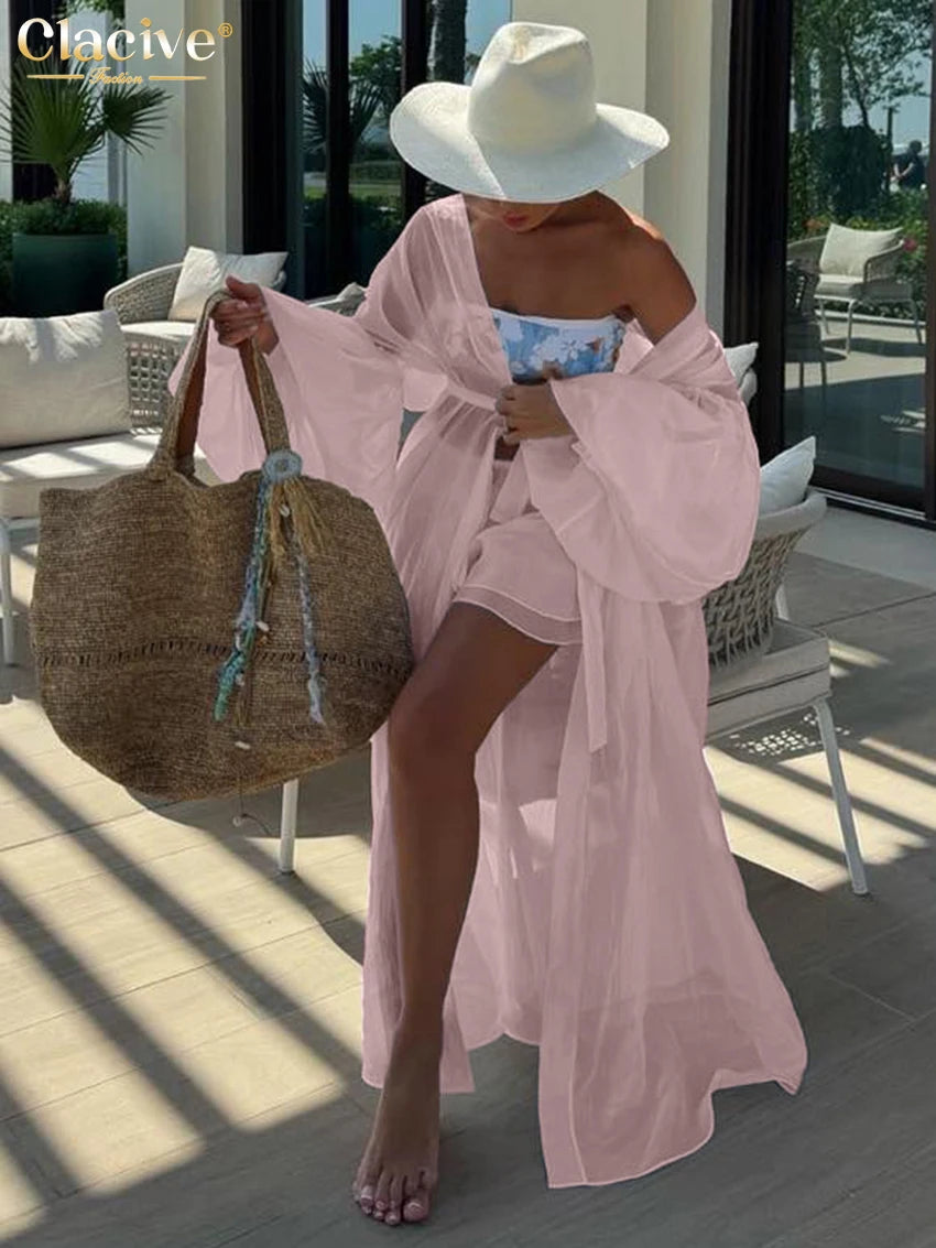 Trendy Loose White 2 Piece set white shorts and cover