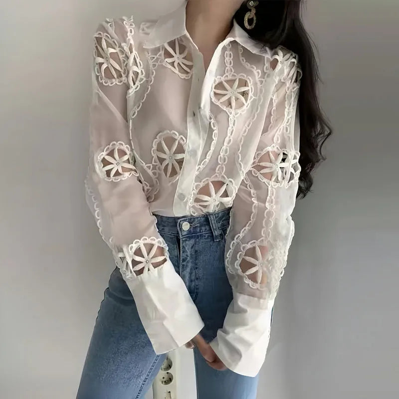 Embroidery lace royal lake como Shirt