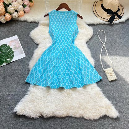 Maje Y2K Geometric Knitted Summer Dress