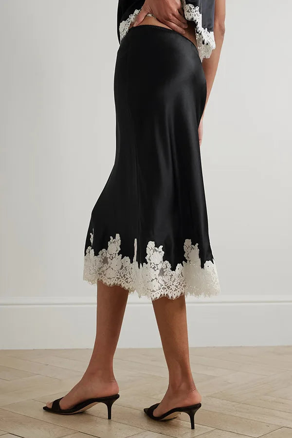 Lace Sling Top Skirt Top Set