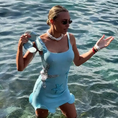 1 Starfish Sequins embroidered Mini Dresses