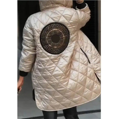 Hooded Puffer Jacket with Zipper, Quilted Down Coats, Full Zip Up