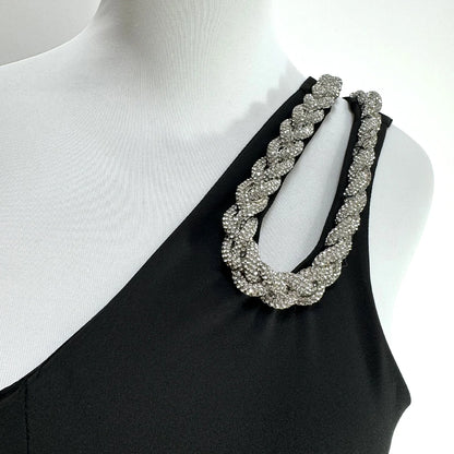 Diamond Design Party Dress Women Black Celebrity Evening Party Gowns