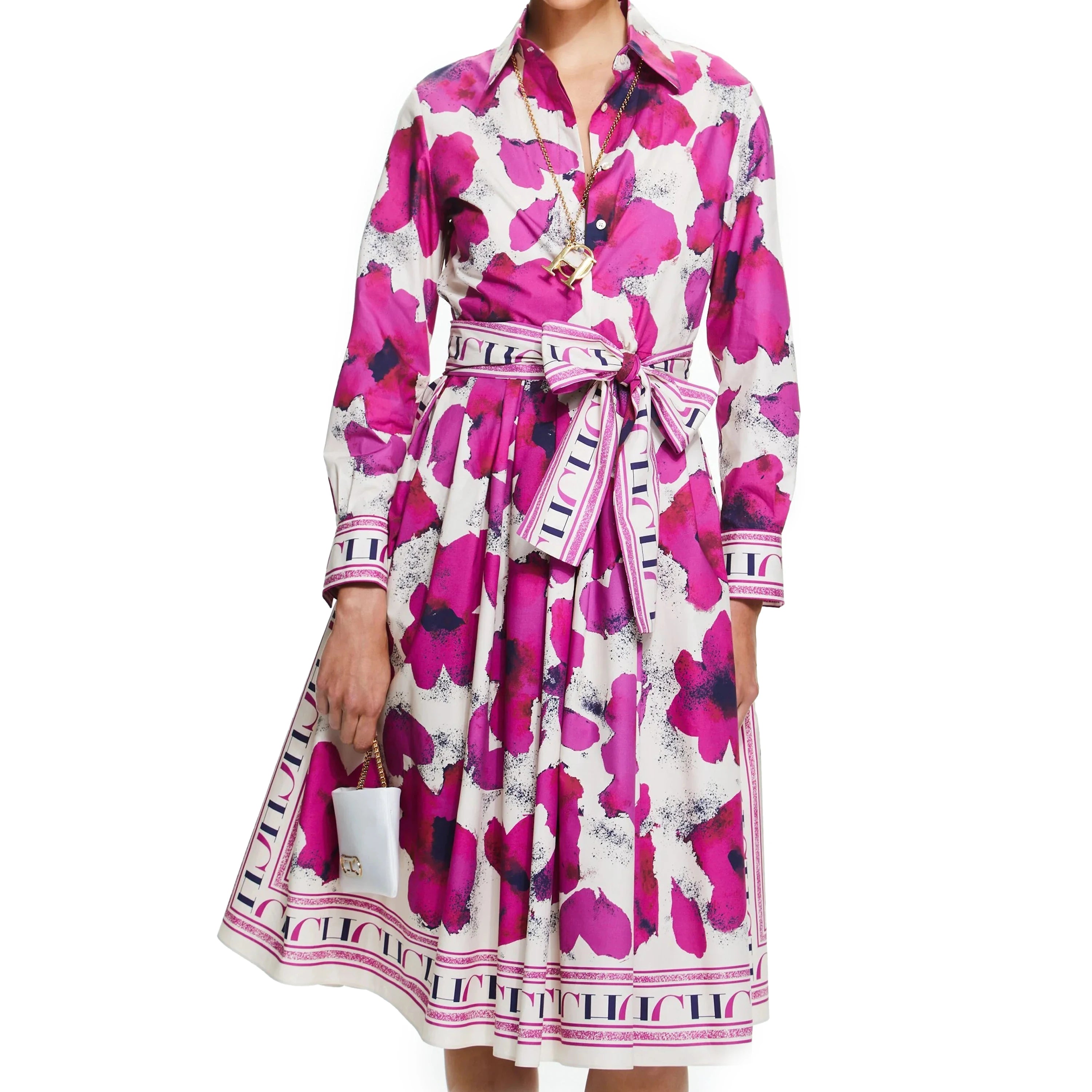 CHCH Women's Dress New Long sleeved Shirt Long Skirt Flower Print Party Dress - Shellss