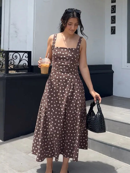 Elegant Women Polka Dot Midi