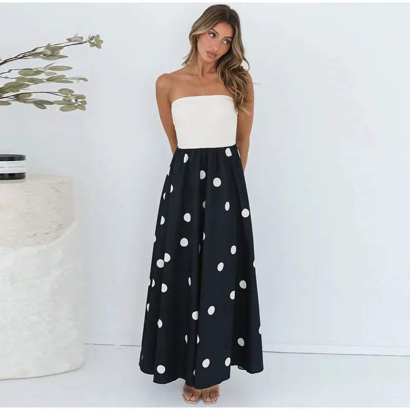 1 Sexy Patchwork Polka Dots Backless dress