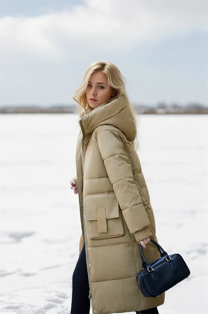 Jacket Parka Maxi Long Women Coat Casual Loose Overcoat F