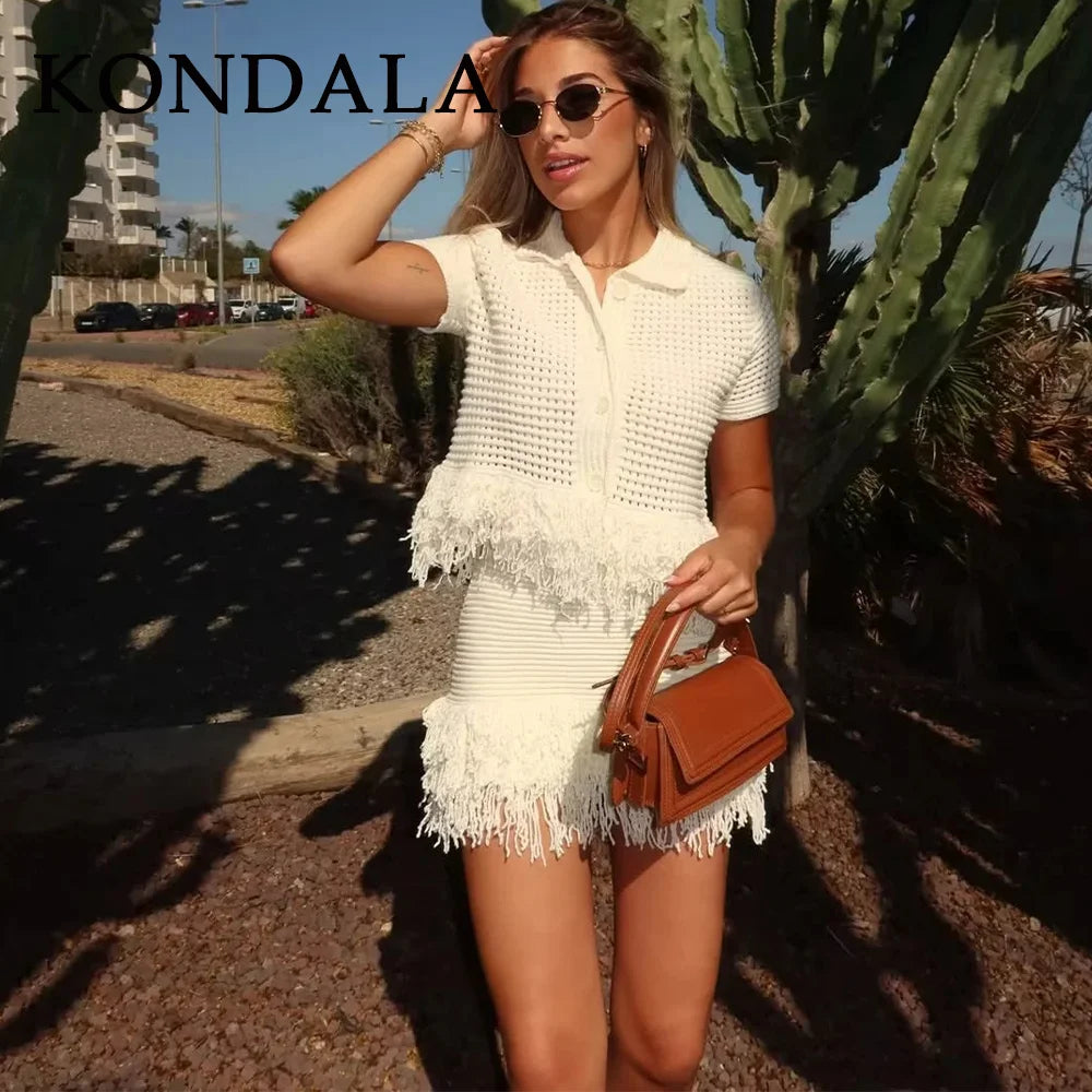 Summer Elegant Knitted Tassel Set