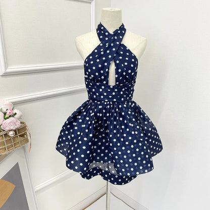 Vintage polka dots navy Dress