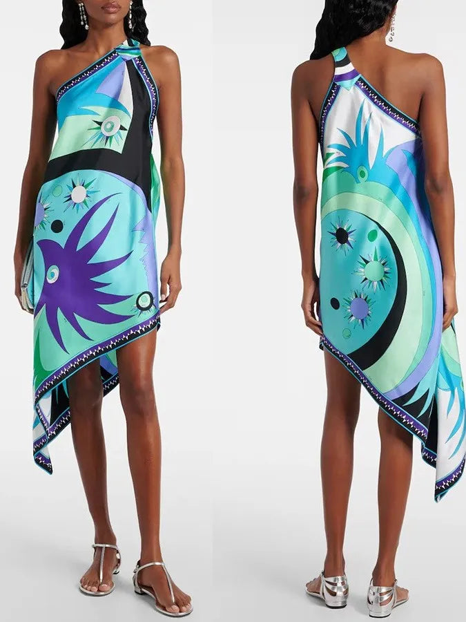 Asymmetrical Pucci 1 Shoulder Dress
