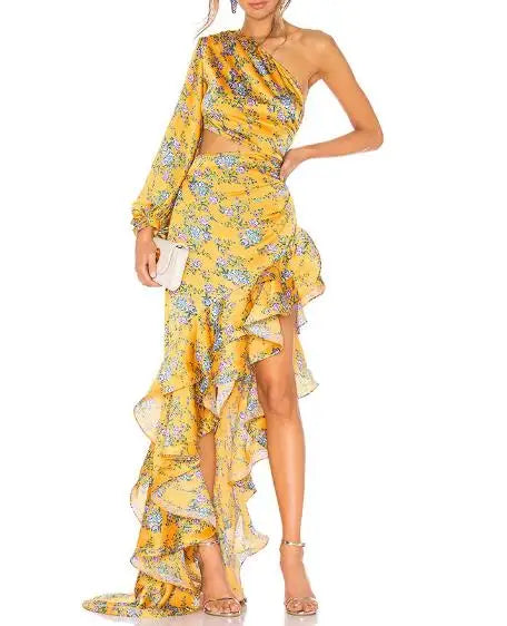 Romantic Bloom Ruffle cut out Dress