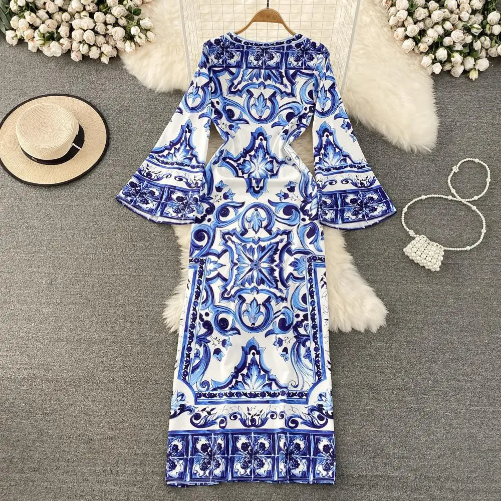Summer Runway Blue And White Dolce Dress