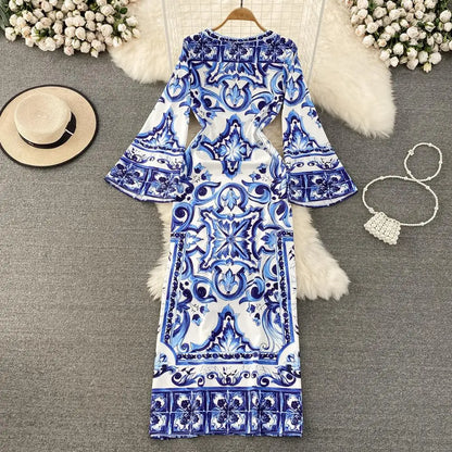 Summer Runway Blue And White Dolce Dress