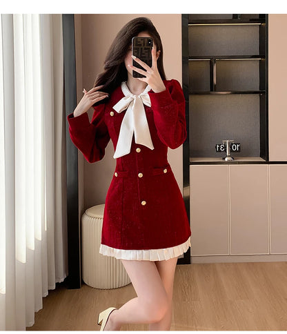 Luxury Burgandy red Velvet Dress