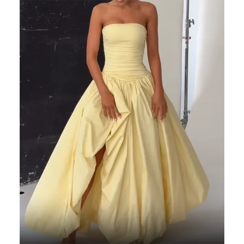 1 Butter Yellow Bubble Maxi dress