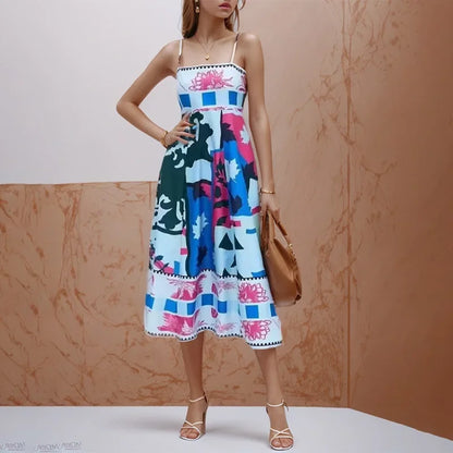 Graffiti multi Print summer Midi paradise