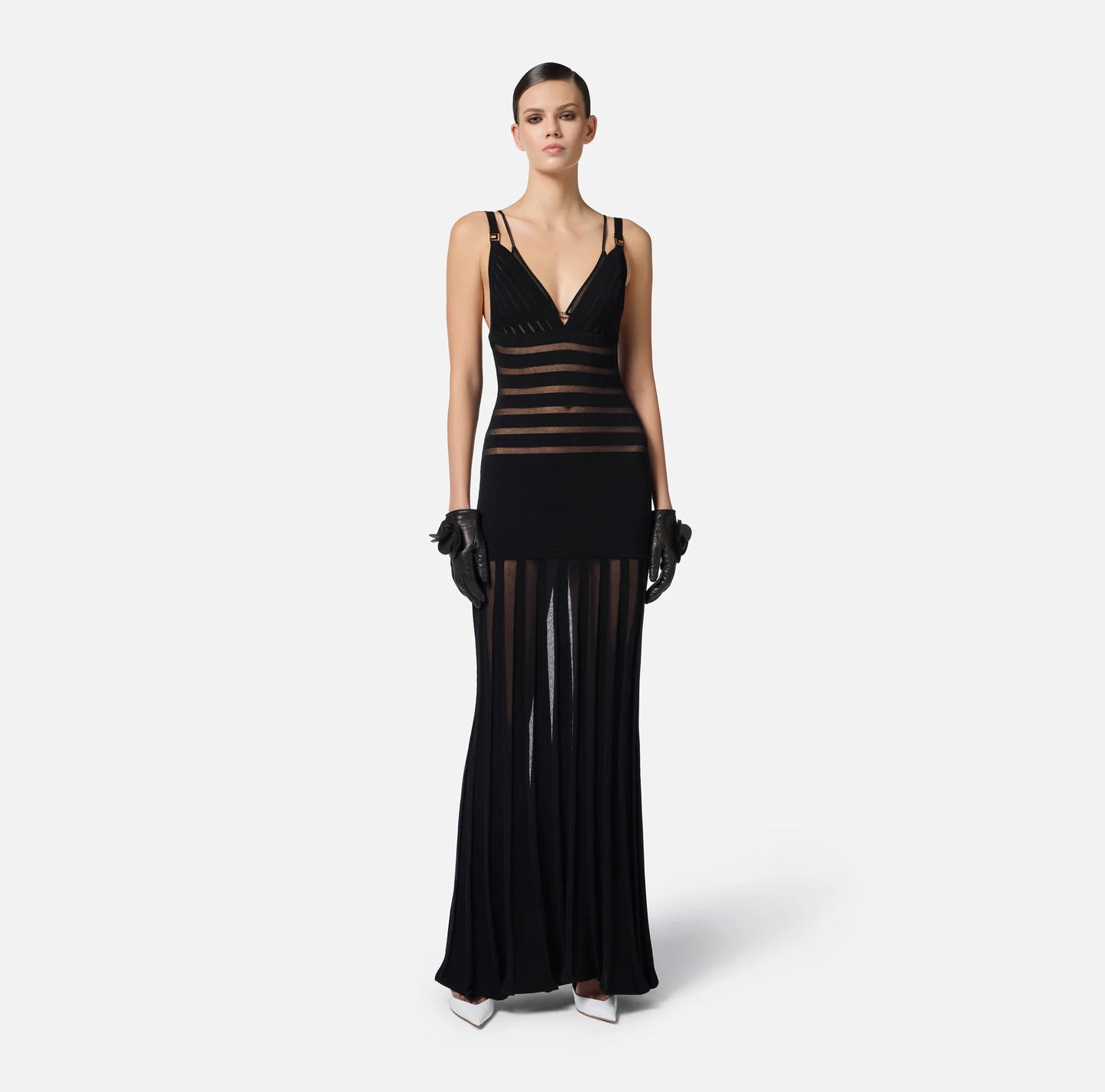 Semi Sheer Black Dress- Party Premium collection