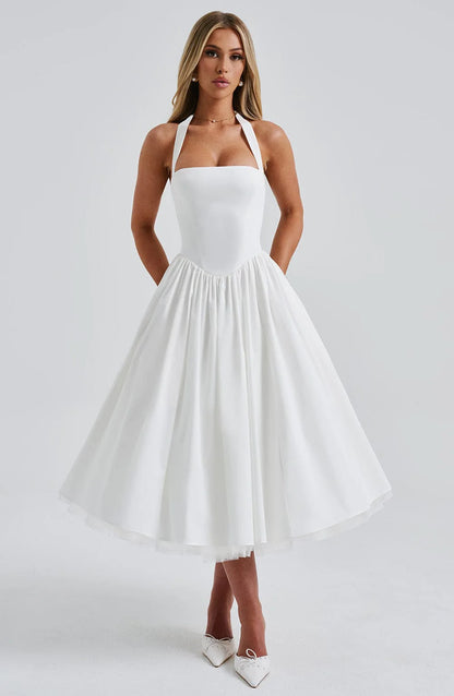 Corset Strapless Midi Dress Luxury Halter