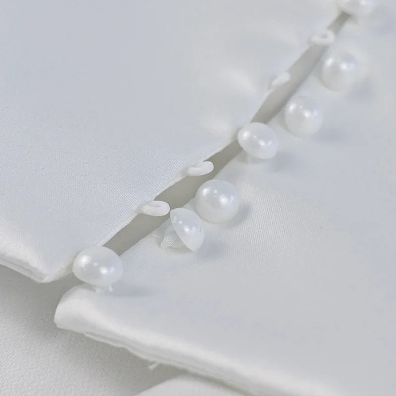 Elegant Womens White Bow Chic Dress