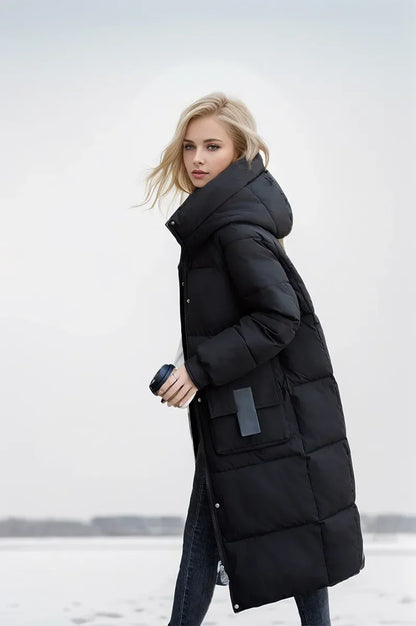 Jacket Parka Maxi Long Women Coat Casual Loose Overcoat F