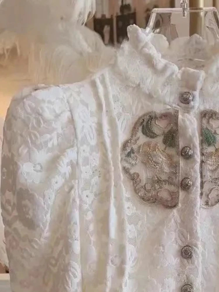 Embroidery Blouse Lace Jacquard - Shellss