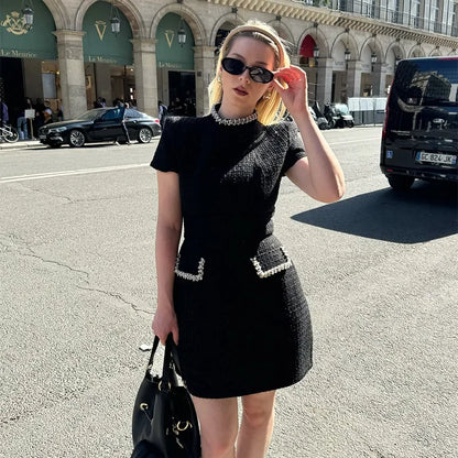 Elegant Beaded Slim Fit Mini Dresses