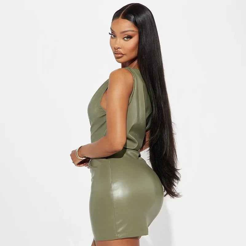 Offshoulder faux leather