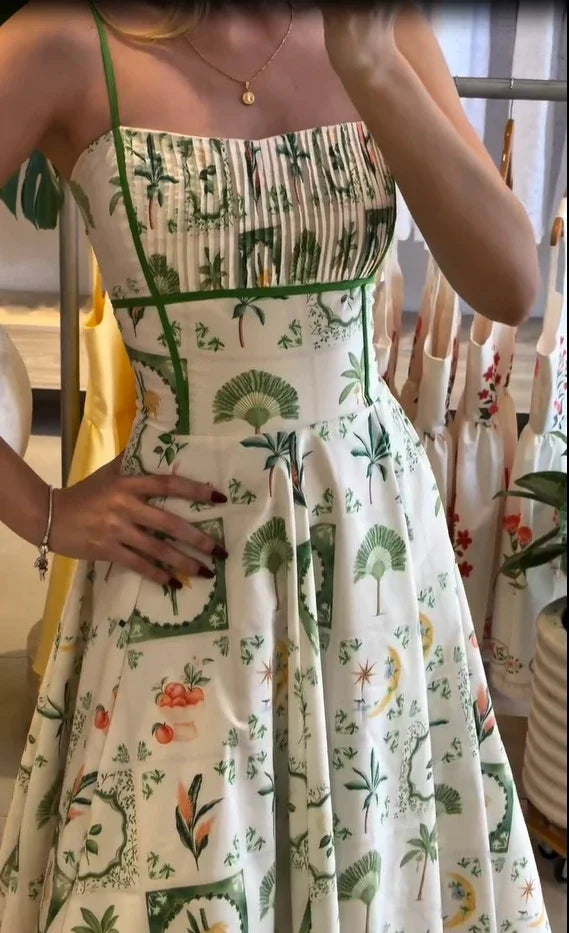 Corset Fishbone green line summer dress