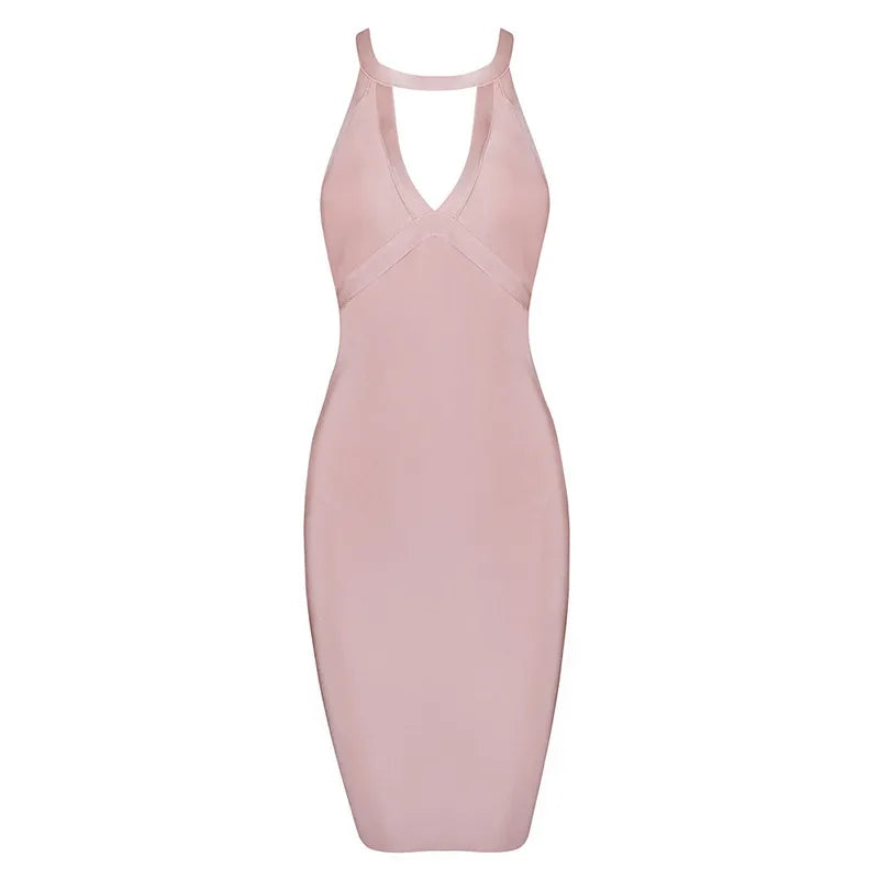 Halter Keyhole Bandage Dress