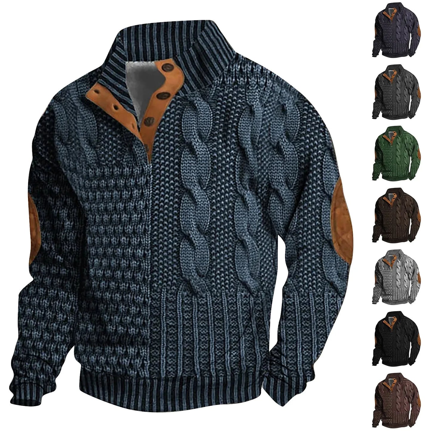 Men'S 3d Jacquard Printed Half Button