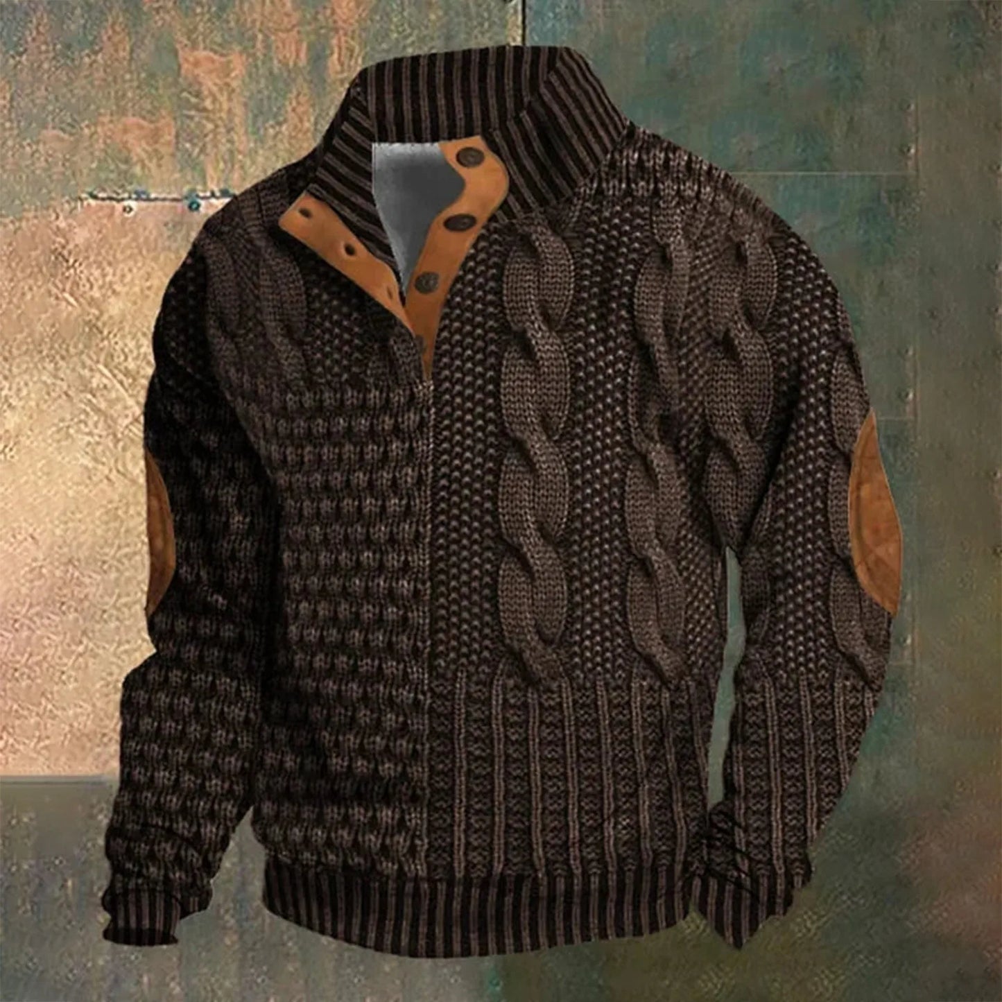 Men'S 3d Jacquard Printed Half Button