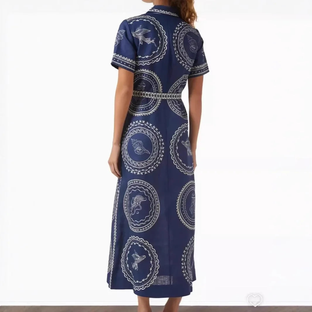 Alemais Linen Open Waist Cinched Dress