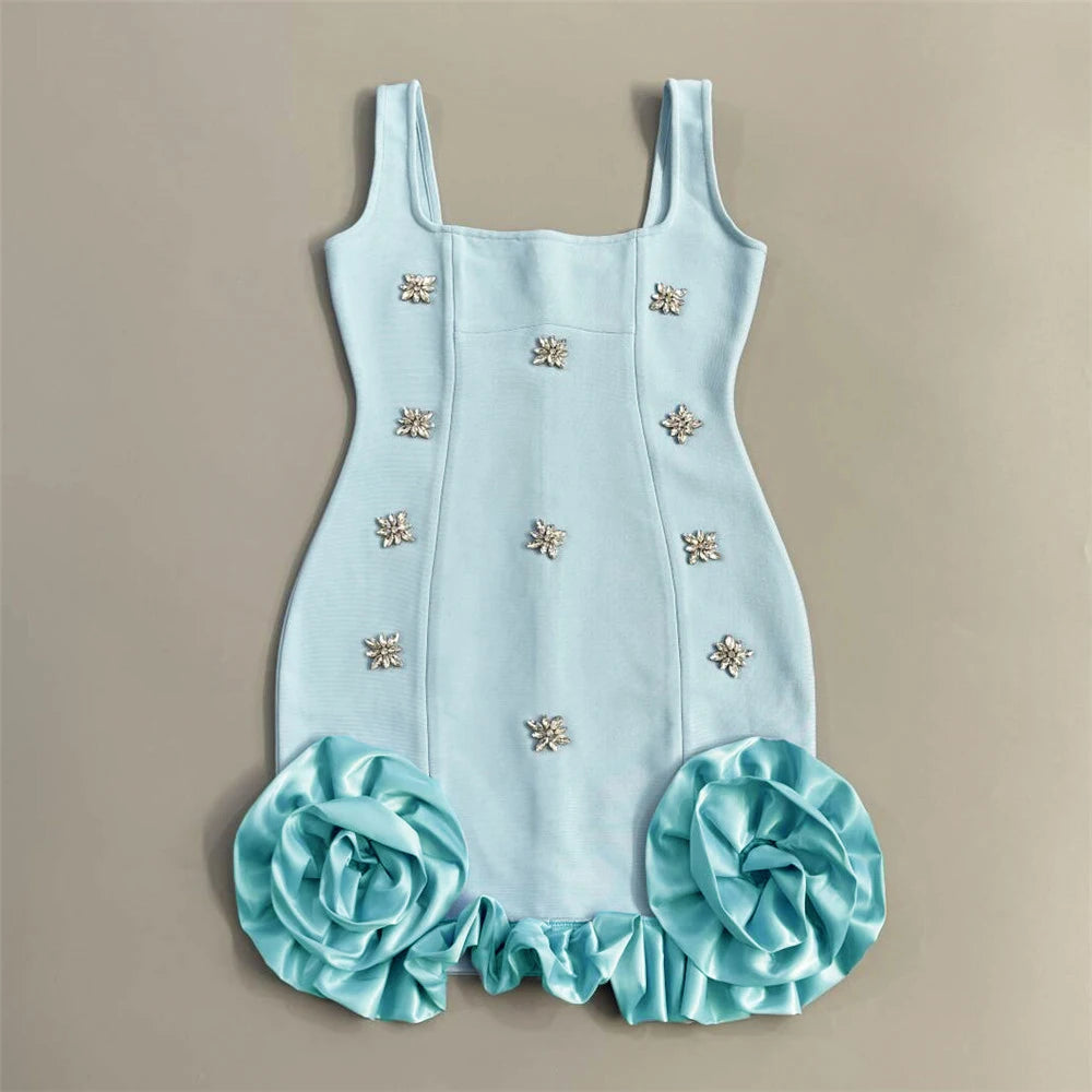 Ruffles  Bandage Dress Club Party Mini Dresses