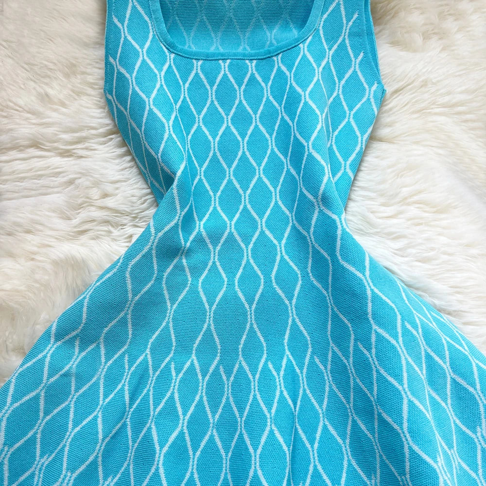 Maje Y2K Geometric Knitted Summer Dress