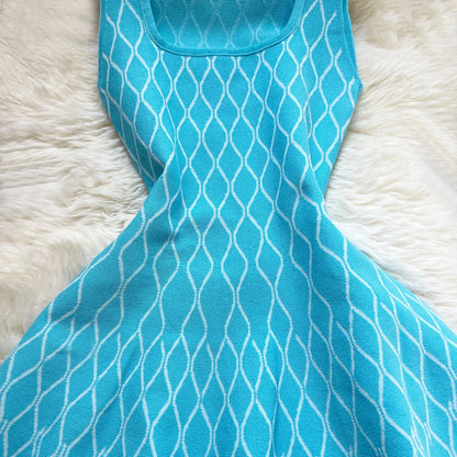 Maje Y2K Geometric Knitted Summer Dress