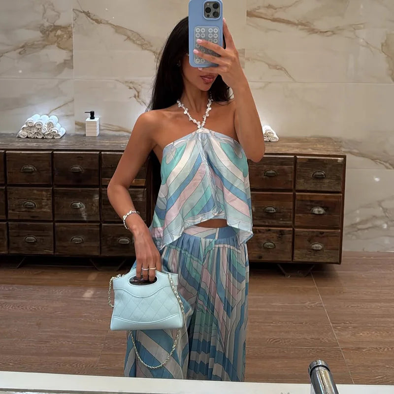 Pucci Light Blue iced blue HAlter neck