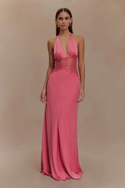 Celebrity Halter neck backless dress