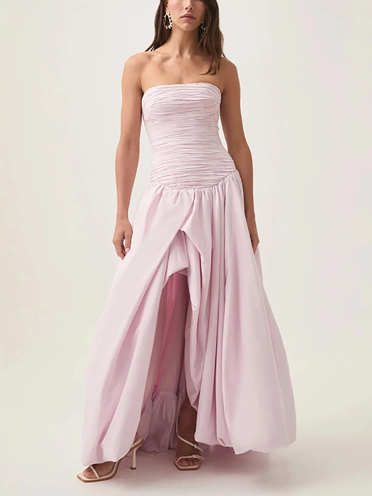 2025 blue Slit Bubble dress